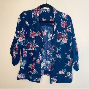 MAURICES BLUE & PINK FLORAL LIGHTWEIGHT BLAZER